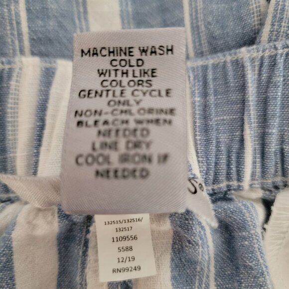 Catherines Womens Casual Pants Elastic Waist Plus Size 3X Blue White Linen Blend - Picture 11 of 12